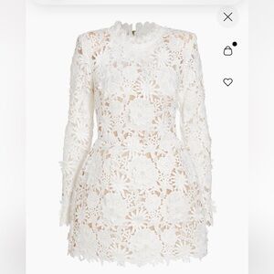 Bronx and Banco White Floral Crochet Mini Dress